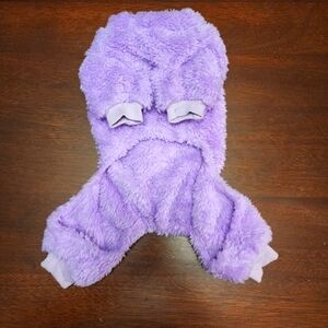 Dog fleece cozy winter weather soft plush dog pullover pajama onesie purple fur